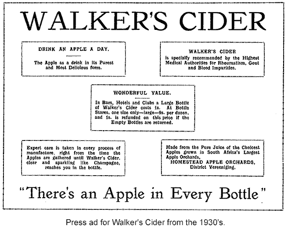 Advert for Walker's Cider